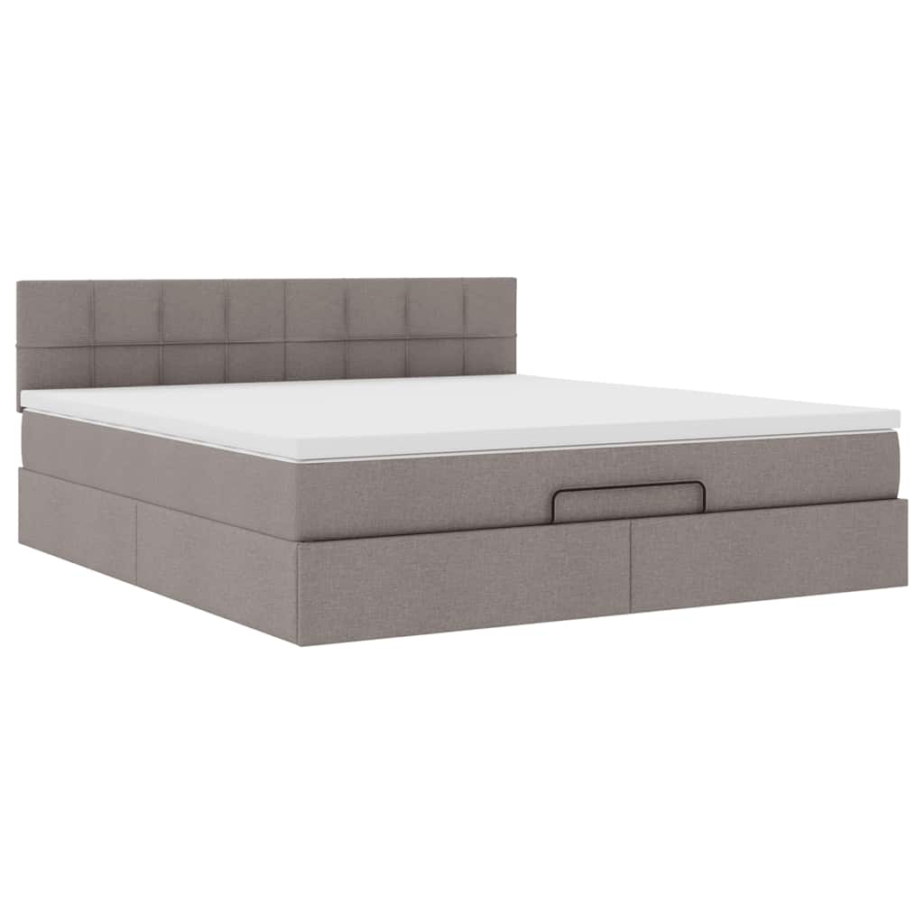 Cadre de lit ottoman avec matelas taupe 180x200 cm tissu Lits & cadres de lit vidaXL