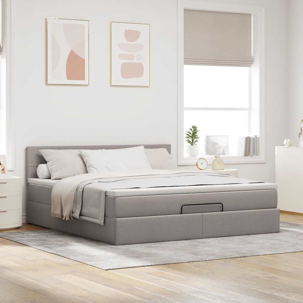 Cadre de lit ottoman avec matelas taupe 180x200 cm tissu Lits & cadres de lit vidaXL