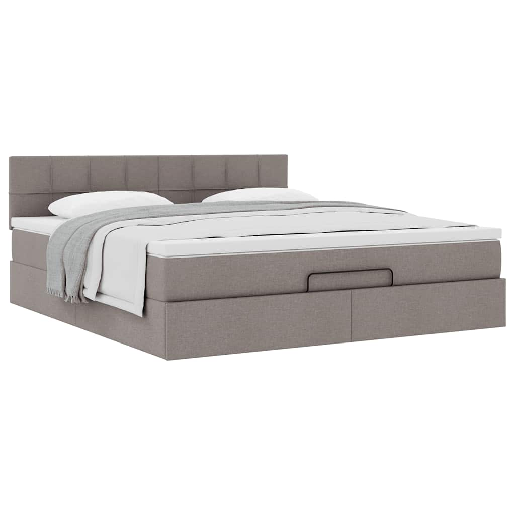 Cadre de lit ottoman avec matelas taupe 180x200 cm tissu Lits & cadres de lit vidaXL