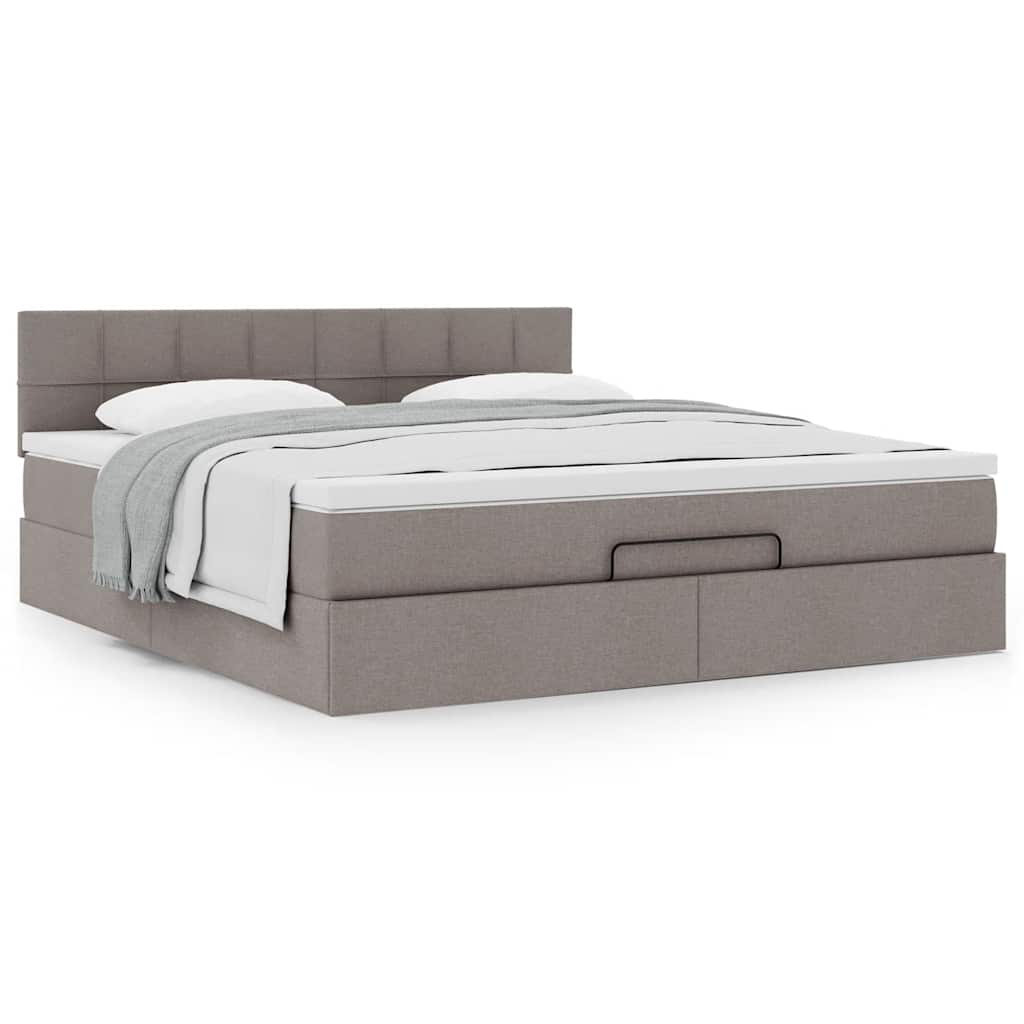 Cadre de lit ottoman avec matelas taupe 180x200 cm tissu Lits & cadres de lit vidaXL