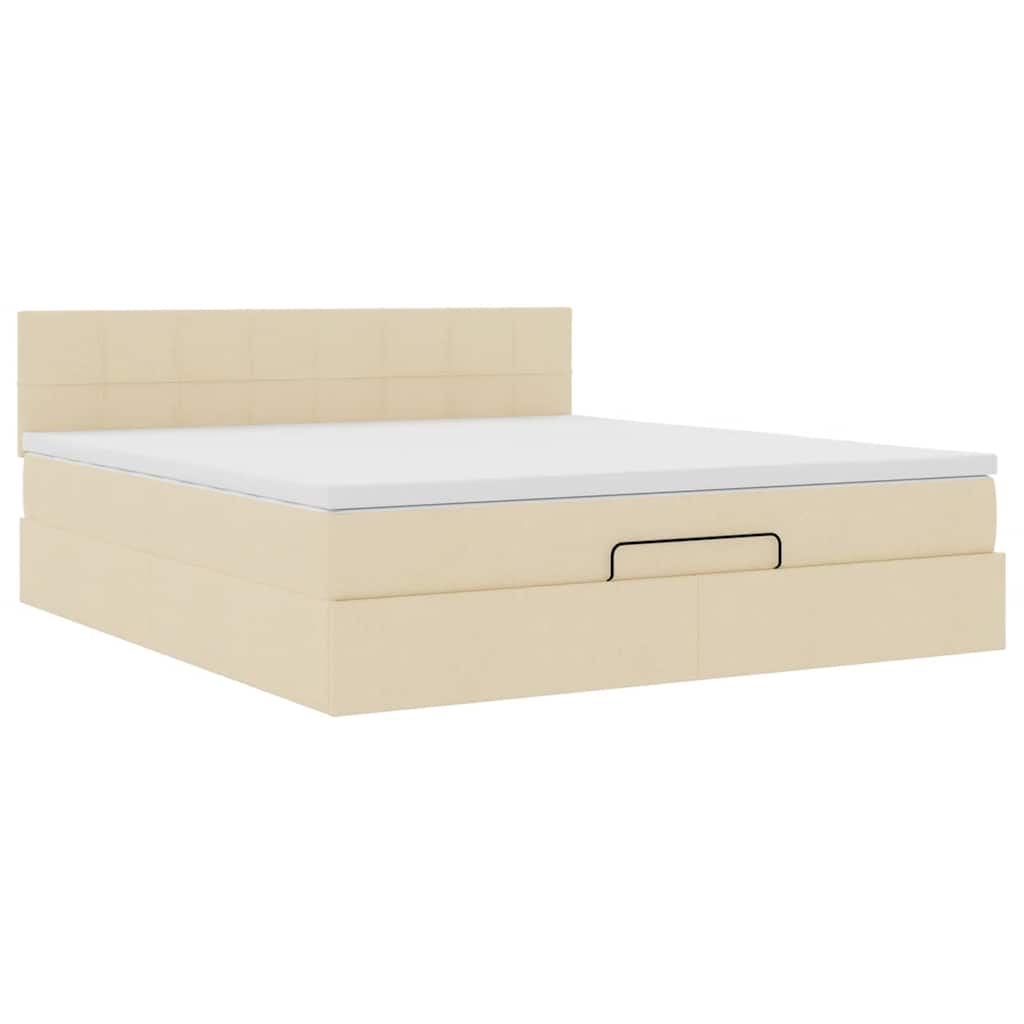 Cadre de lit ottoman avec matelas crème 180x200 cm tissu Lits & cadres de lit vidaXL