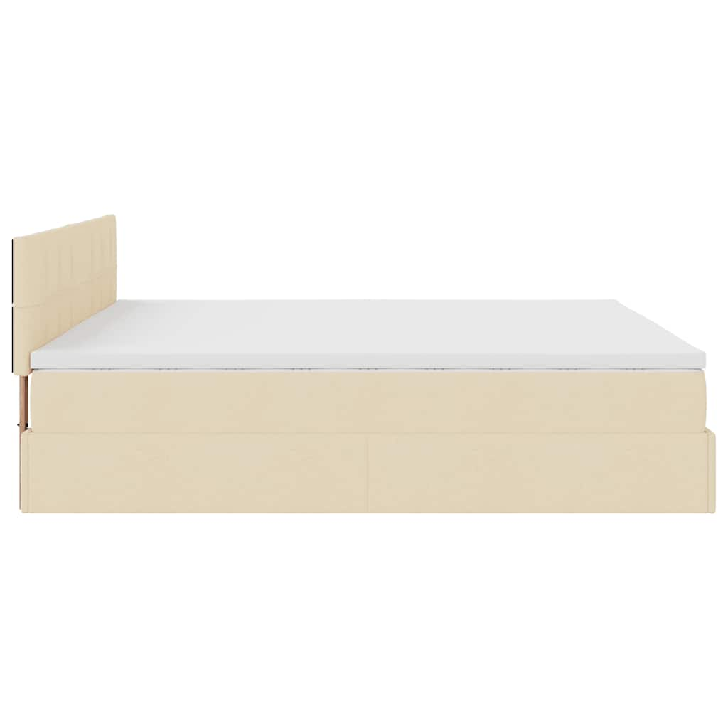 Cadre de lit ottoman avec matelas crème 180x200 cm tissu Lits & cadres de lit vidaXL