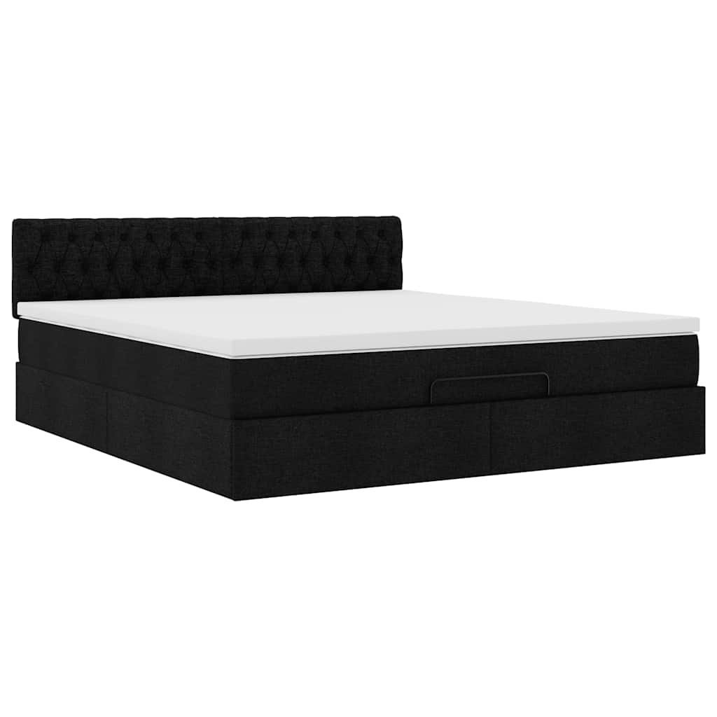 Cadre de lit ottoman avec matelas noir 180x200 cm tissu Lits & cadres de lit vidaXL