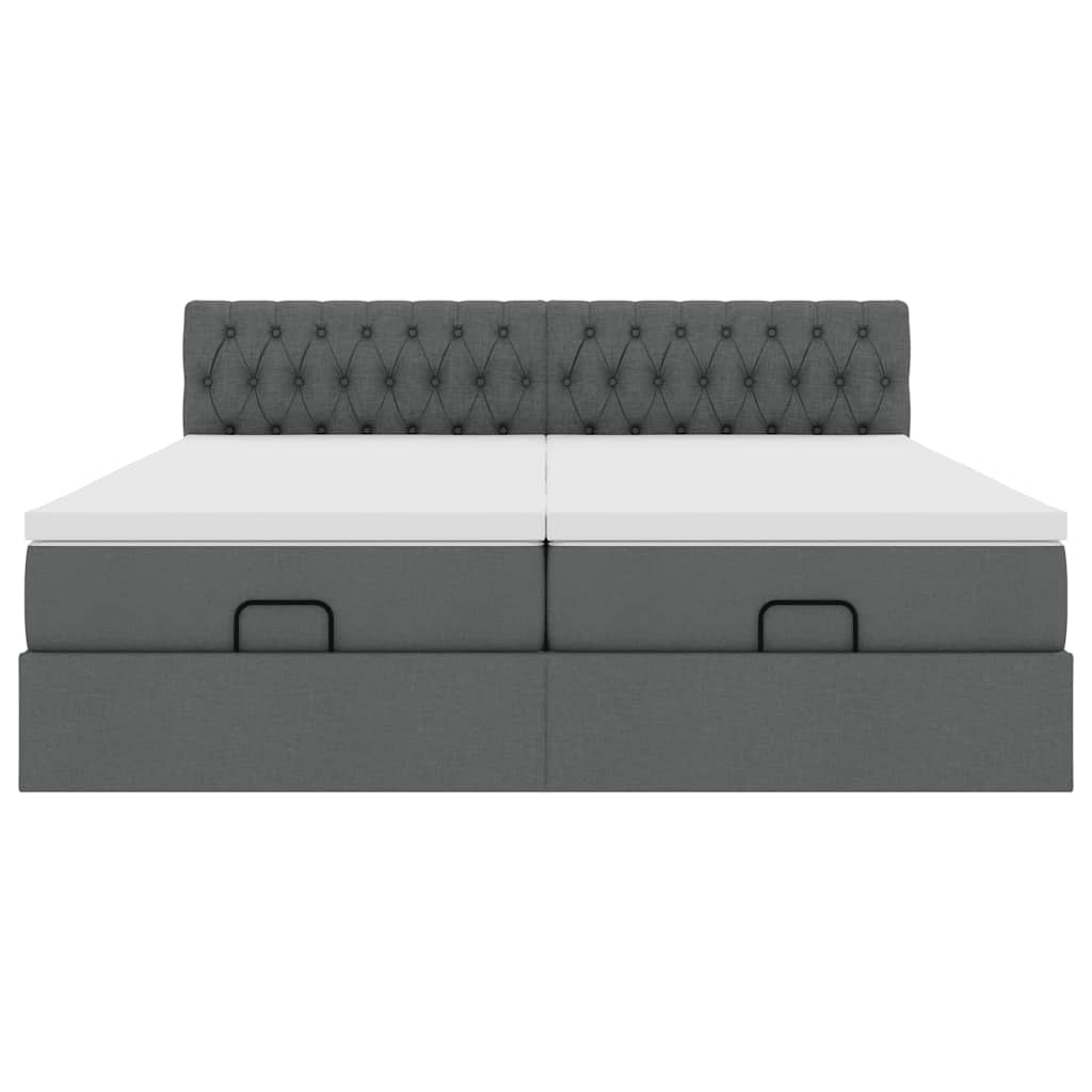 Cadre de lit ottoman avec matelas gris foncé 180x200cm tissu Lits & cadres de lit vidaXL