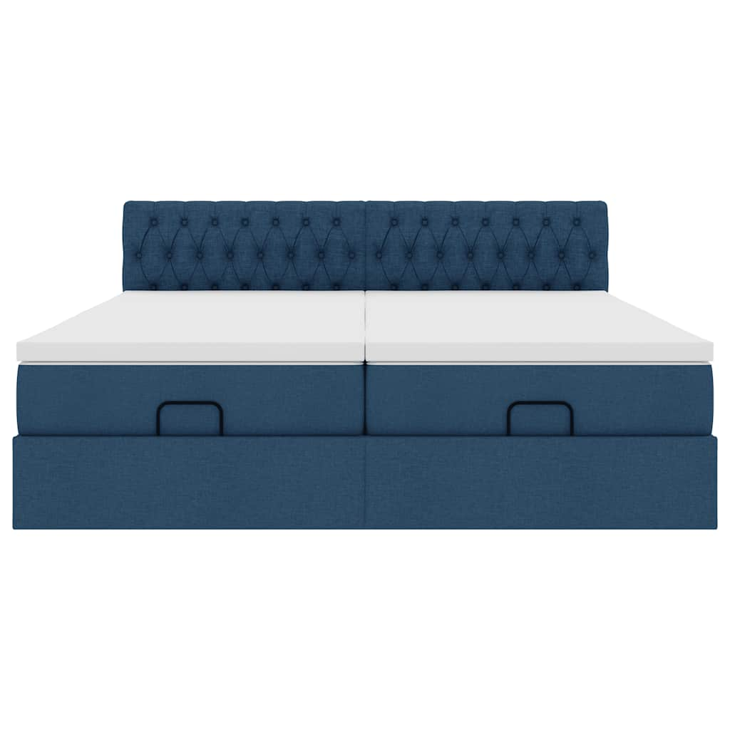 Cadre de lit ottoman avec matelas bleu 180x200 cm tissu Lits & cadres de lit vidaXL