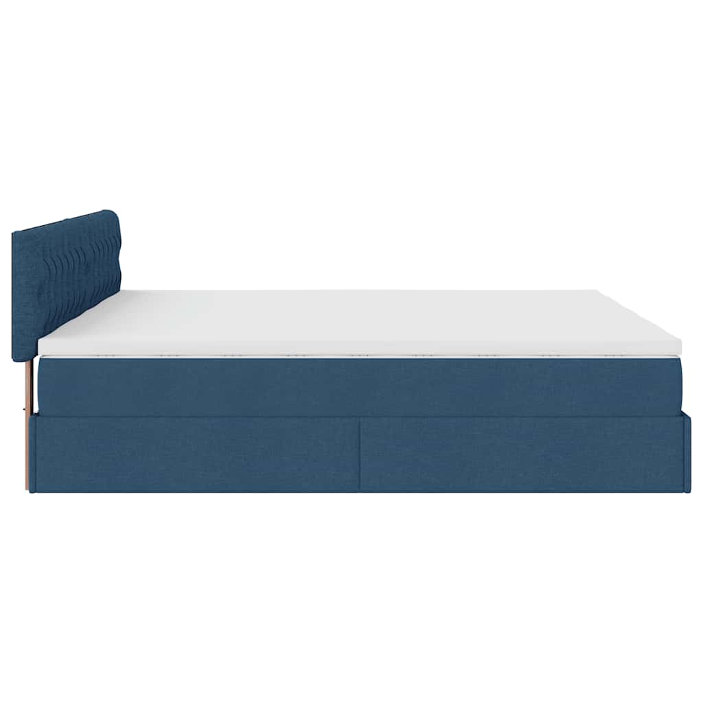 Cadre de lit ottoman avec matelas bleu 180x200 cm tissu Lits & cadres de lit vidaXL