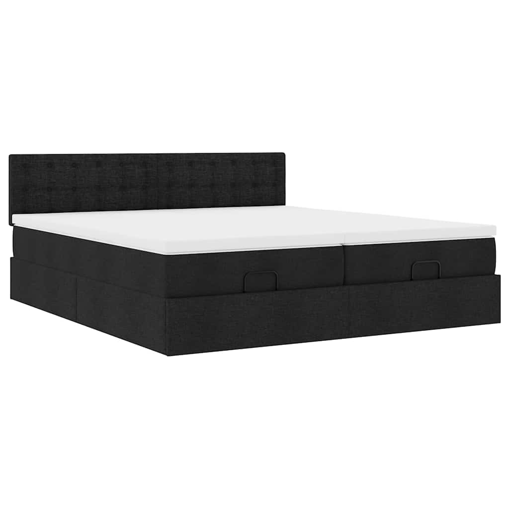 Cadre de lit ottoman avec matelas noir 180x200cm tissu Lits & cadres de lit vidaXL