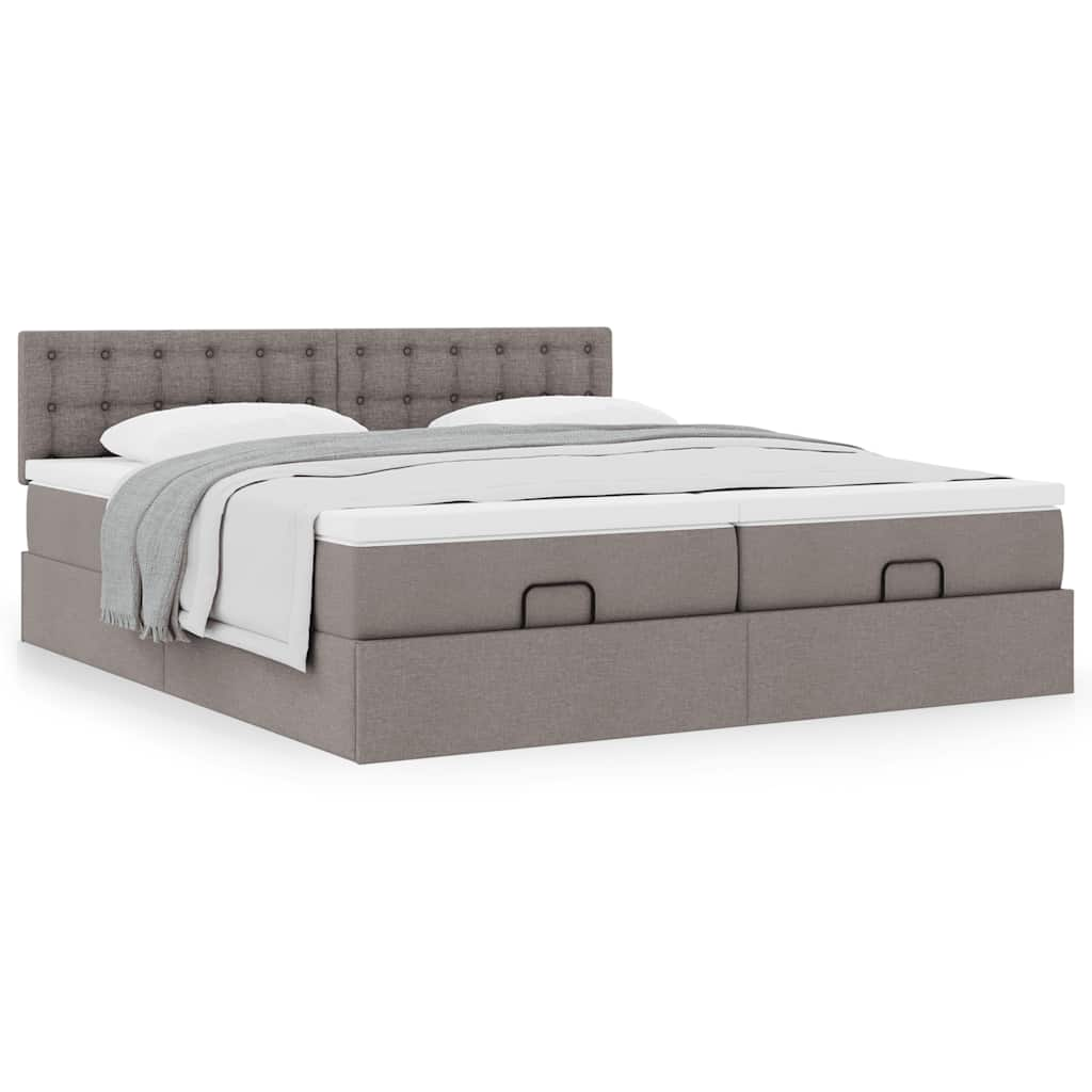 Cadre de lit ottoman avec matelas taupe 180x200 cm tissu Lits & cadres de lit vidaXL