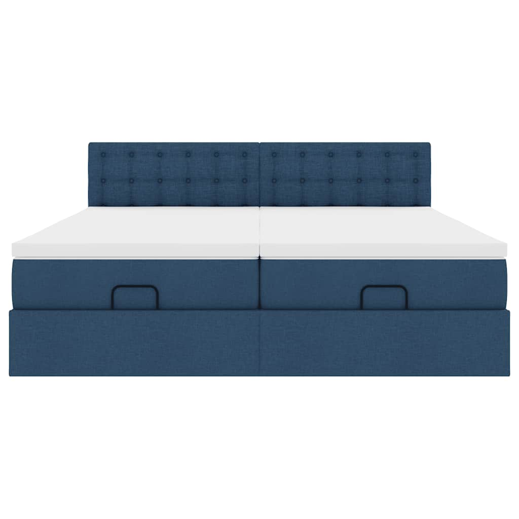 Cadre de lit ottoman avec matelas bleu 180x200 cm tissu Lits & cadres de lit vidaXL