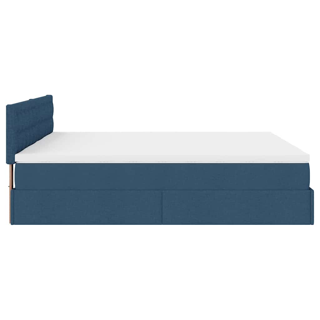 Cadre de lit ottoman avec matelas bleu 180x200 cm tissu Lits & cadres de lit vidaXL