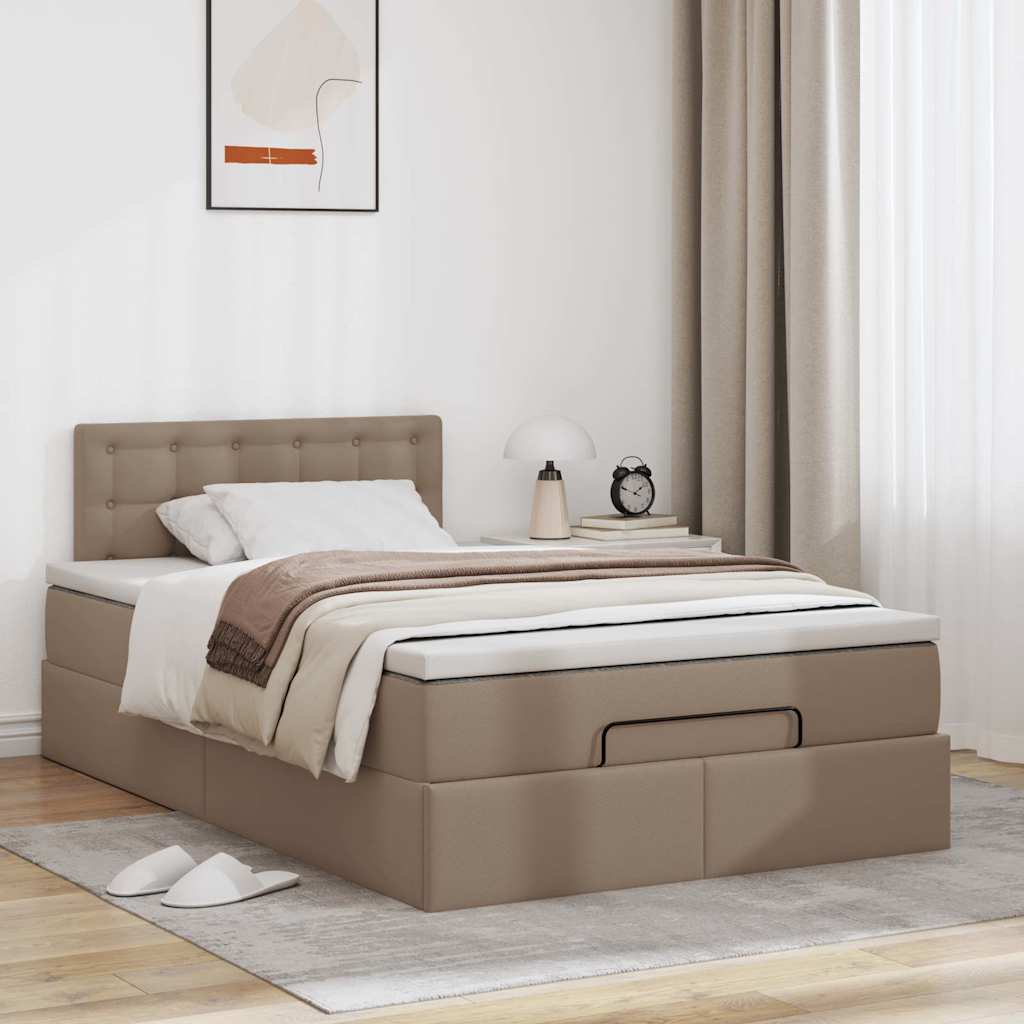 Lit ottoman avec matelas & LED cappuccino 120x190cm similicuir Lits & cadres de lit vidaXL