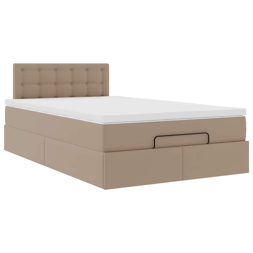 Lit ottoman avec matelas & LED cappuccino 120x190cm similicuir Lits & cadres de lit vidaXL