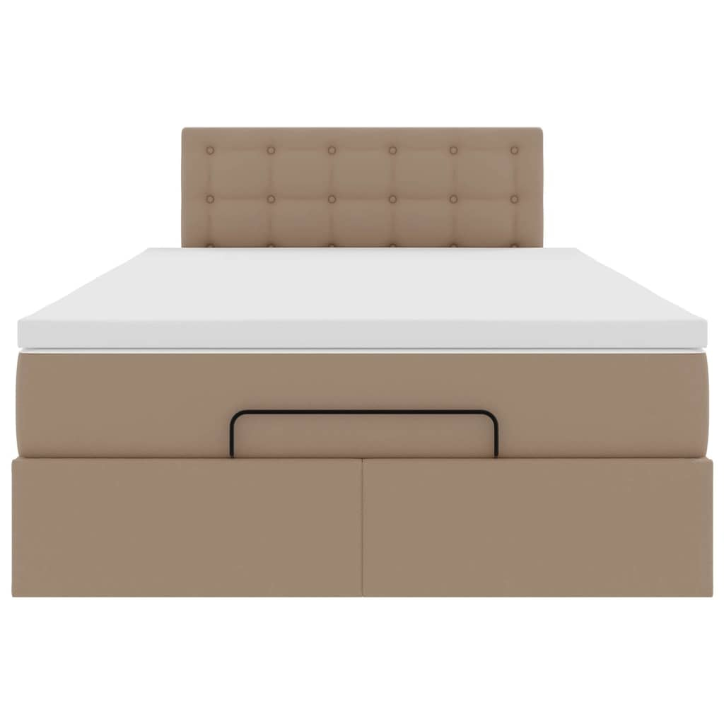 Lit ottoman avec matelas & LED cappuccino 120x190cm similicuir Lits & cadres de lit vidaXL