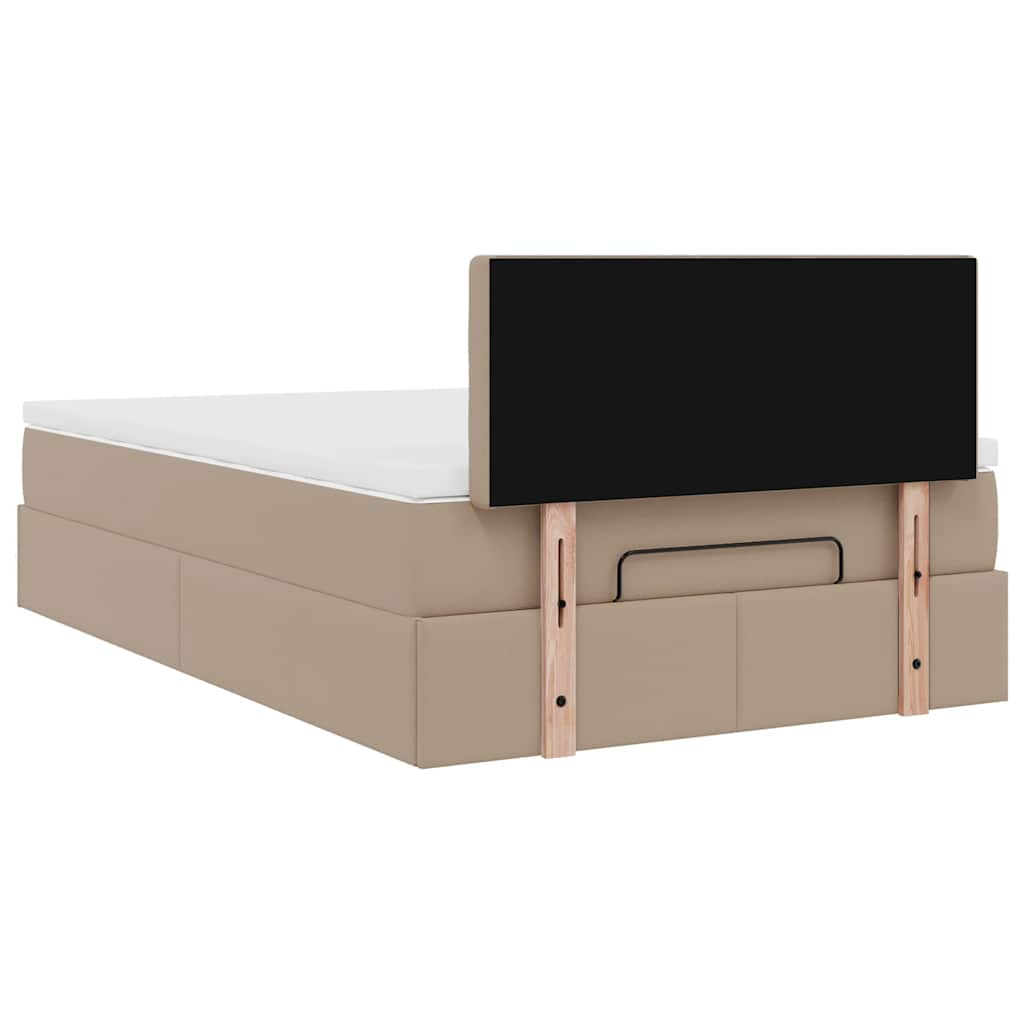 Lit ottoman avec matelas & LED cappuccino 120x190cm similicuir Lits & cadres de lit vidaXL