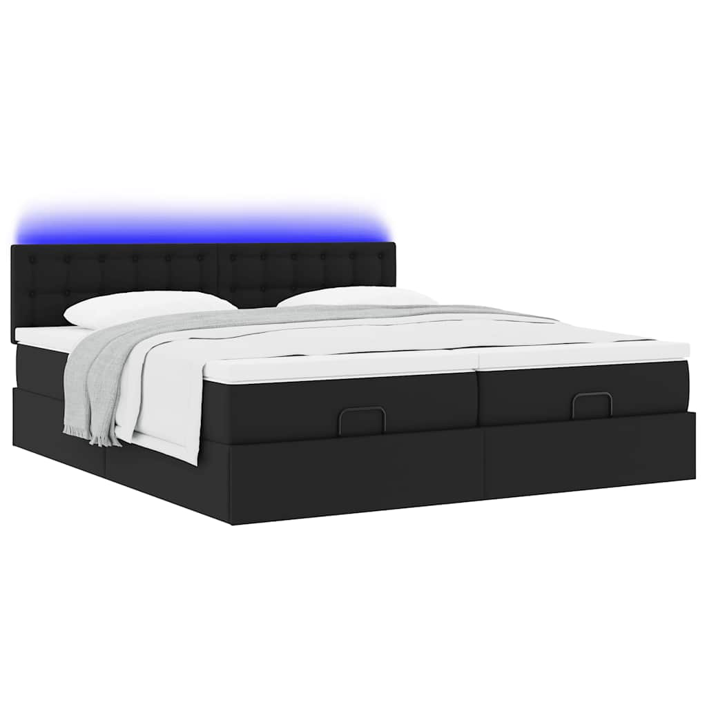 Cadre de lit ottoman avec matelas noir 180x200 cm similicuir Lits & cadres de lit vidaXL