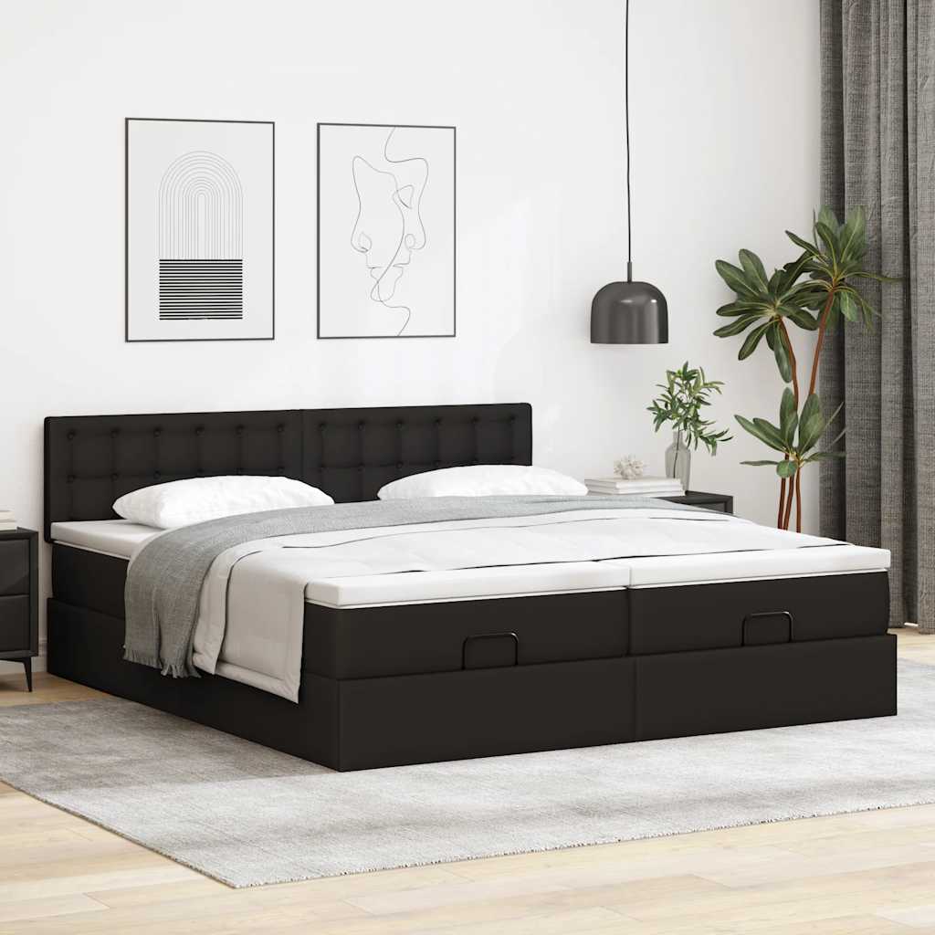 Cadre de lit ottoman avec matelas noir 180x200 cm similicuir Lits & cadres de lit vidaXL