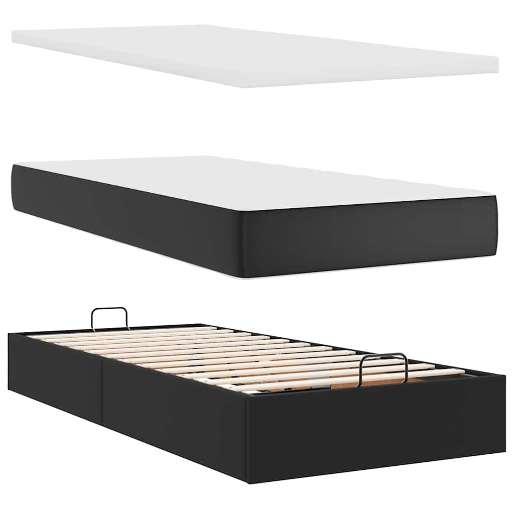 Cadre de lit ottoman avec matelas noir 180x200 cm similicuir Lits & cadres de lit vidaXL