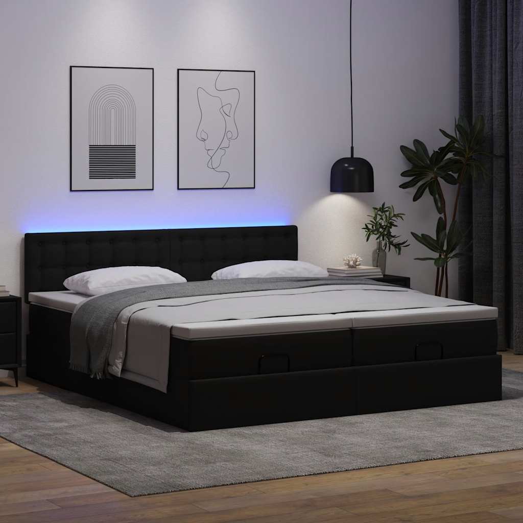 Cadre de lit ottoman avec matelas noir 180x200 cm similicuir Lits & cadres de lit vidaXL