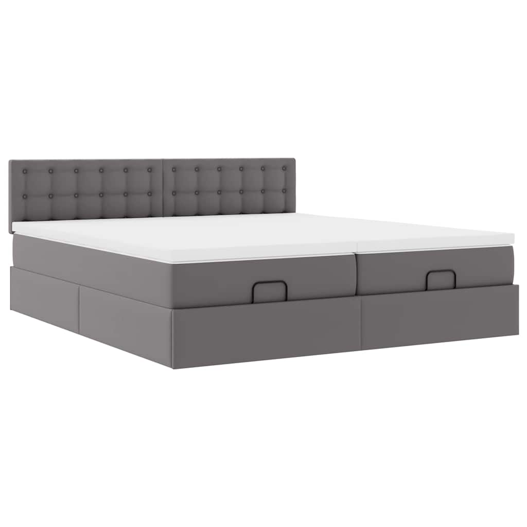 Cadre de lit ottoman avec matelas gris 180x200 cm similicuir Lits & cadres de lit vidaXL