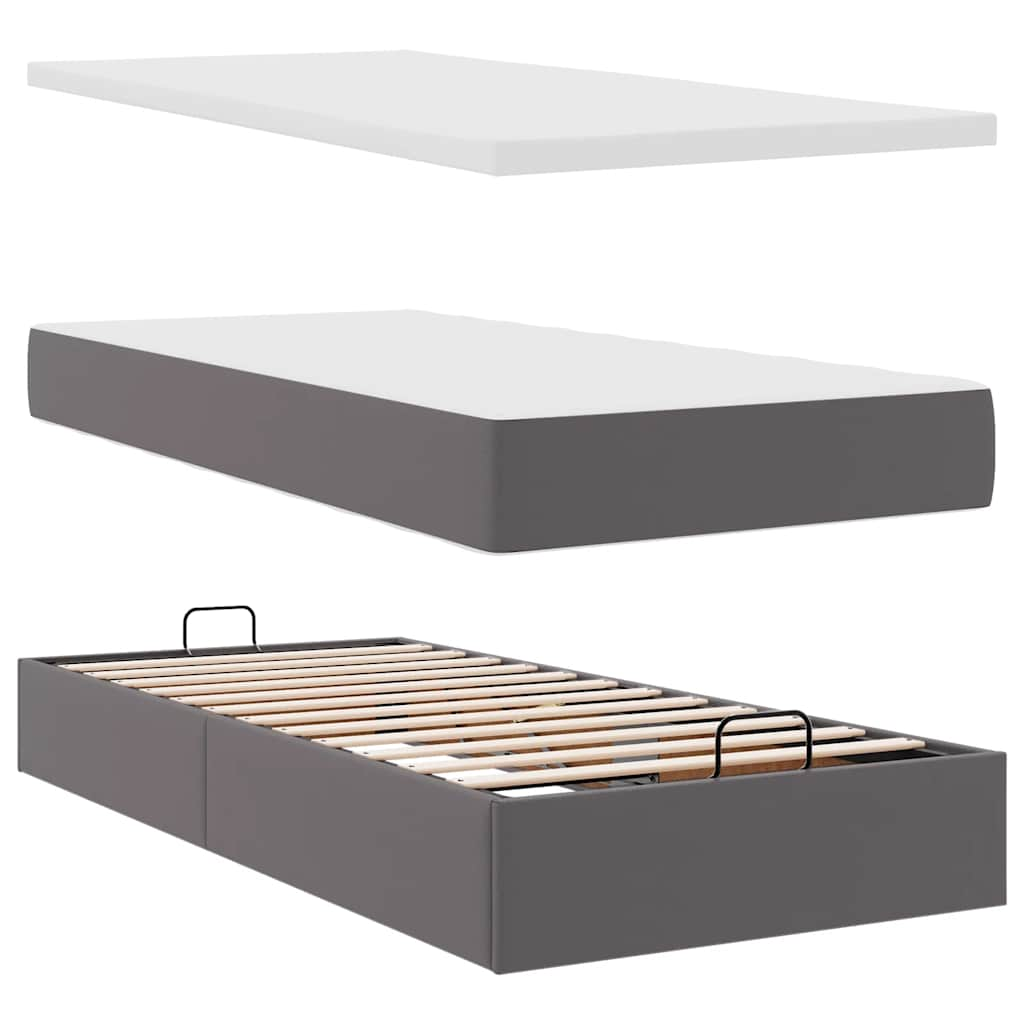 Cadre de lit ottoman avec matelas gris 180x200 cm similicuir Lits & cadres de lit vidaXL