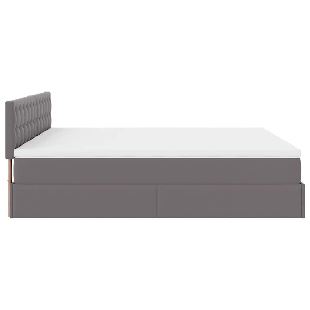 Cadre de lit ottoman avec matelas gris 180x200 cm similicuir Lits & cadres de lit vidaXL