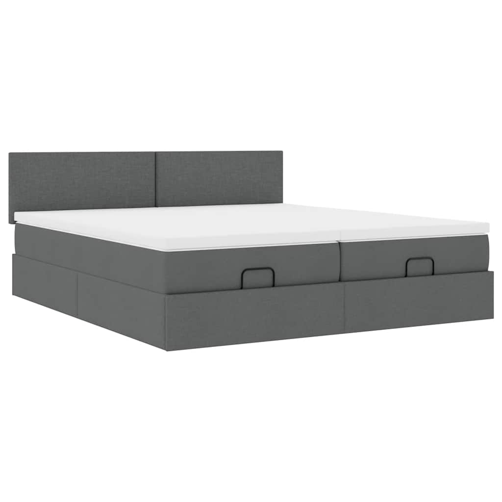 Cadre de lit ottoman avec matelas gris foncé 160x200cm tissu Lits & cadres de lit vidaXL