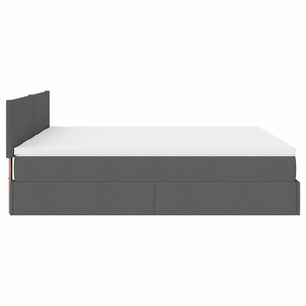 Cadre de lit ottoman avec matelas gris foncé 160x200cm tissu Lits & cadres de lit vidaXL