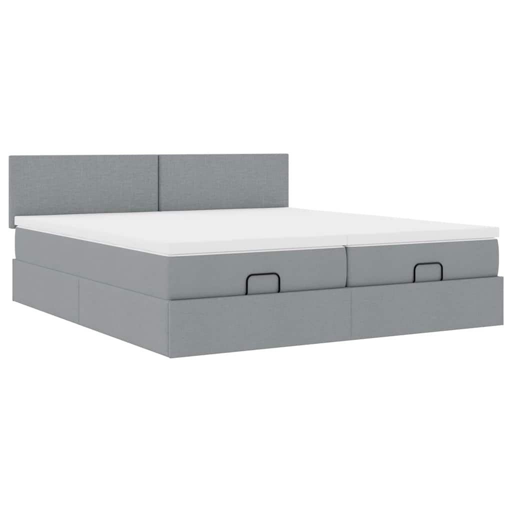 Cadre de lit ottoman et matelas gris clair 180x200cm tissu Lits & cadres de lit vidaXL