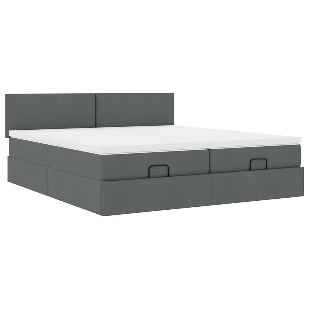 Cadre de lit ottoman avec matelas gris foncé 180x200cm tissu Lits & cadres de lit vidaXL