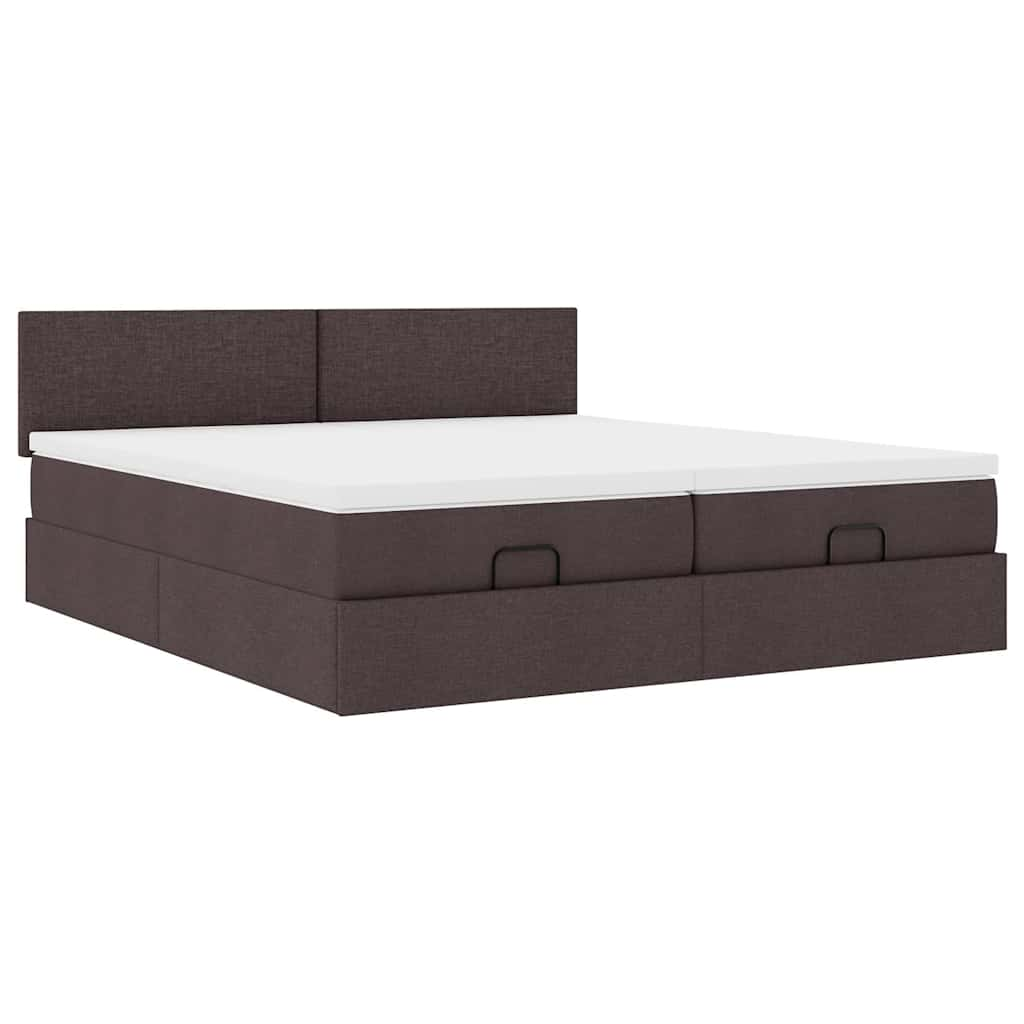 Cadre de lit ottoman avec matelas marron foncé 180x200 cm tissu Lits & cadres de lit vidaXL