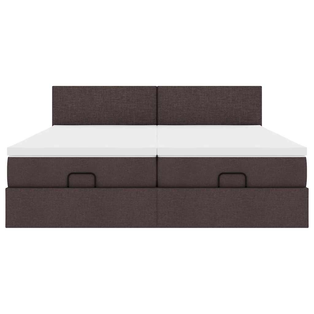 Cadre de lit ottoman avec matelas marron foncé 180x200 cm tissu Lits & cadres de lit vidaXL