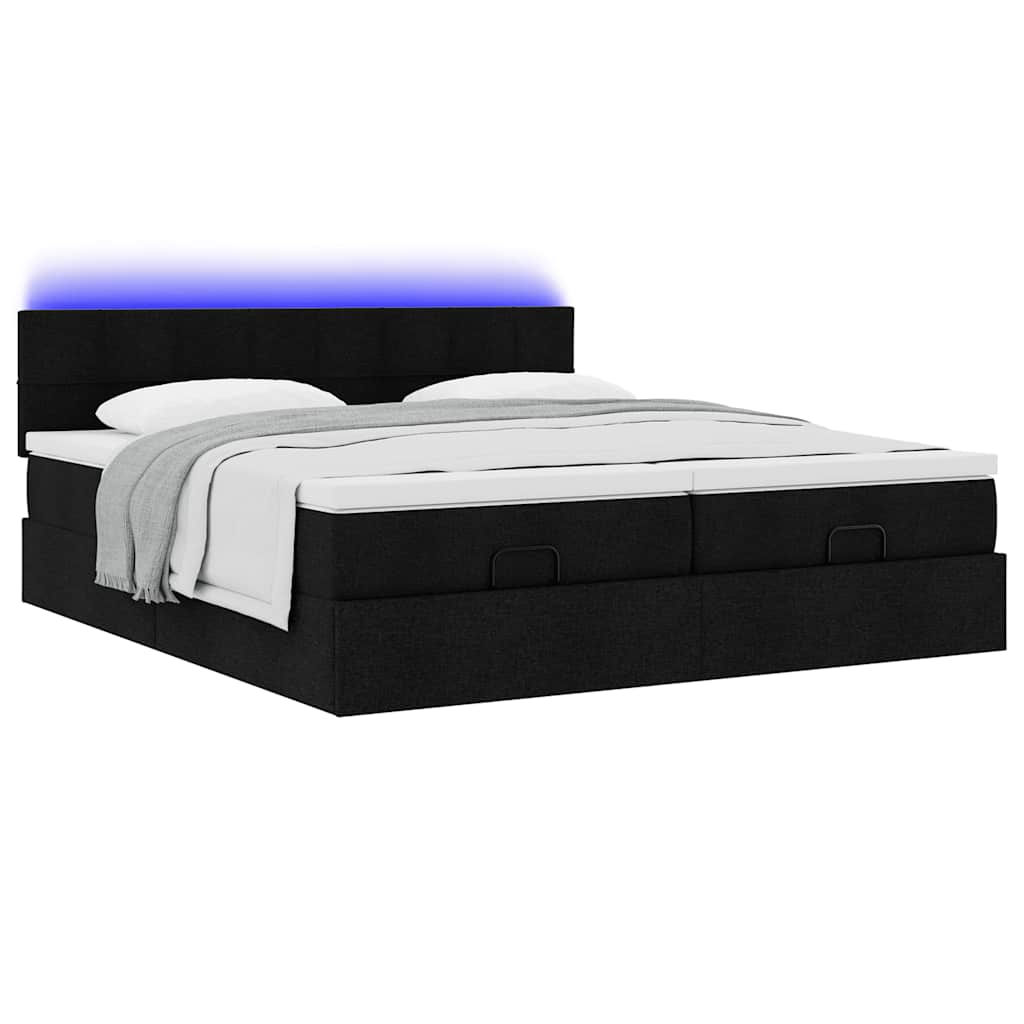 Cadre de lit ottoman avec matelas noir 160x200 cm tissu Lits & cadres de lit vidaXL