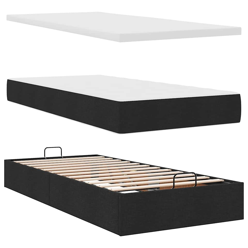 Cadre de lit ottoman avec matelas noir 160x200 cm tissu Lits & cadres de lit vidaXL