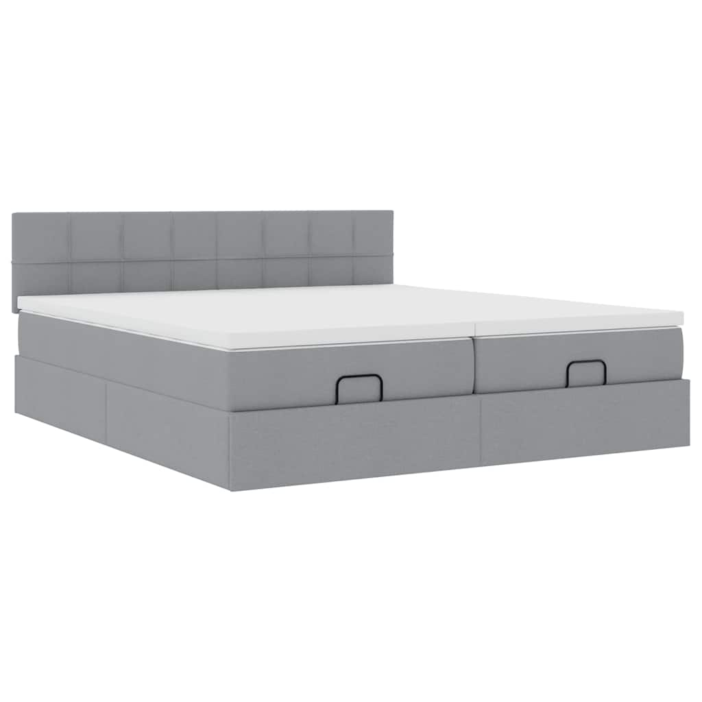 Cadre de lit ottoman et matelas gris clair 180x200cm tissu Lits & cadres de lit vidaXL