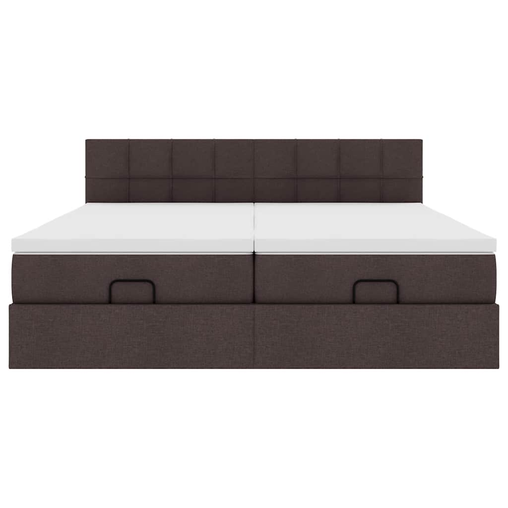 Cadre de lit ottoman avec matelas marron foncé 180x200 cm tissu Lits & cadres de lit vidaXL