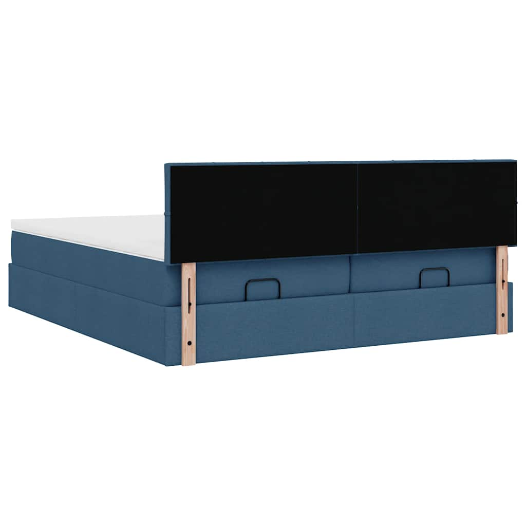 Cadre de lit ottoman avec matelas bleu 180x200 cm tissu Lits & cadres de lit vidaXL