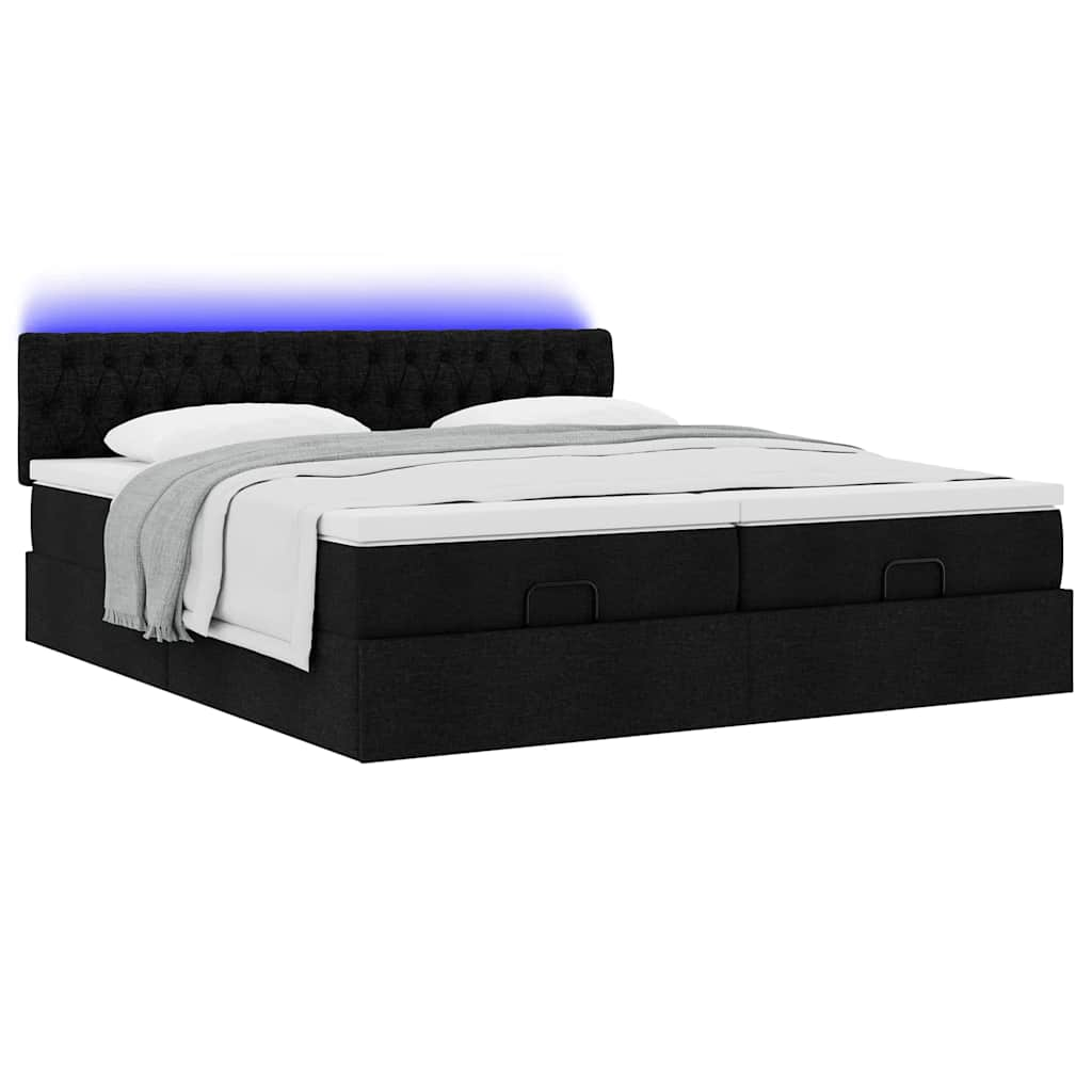 Cadre de lit ottoman avec matelas noir 160x200 cm tissu Lits & cadres de lit vidaXL