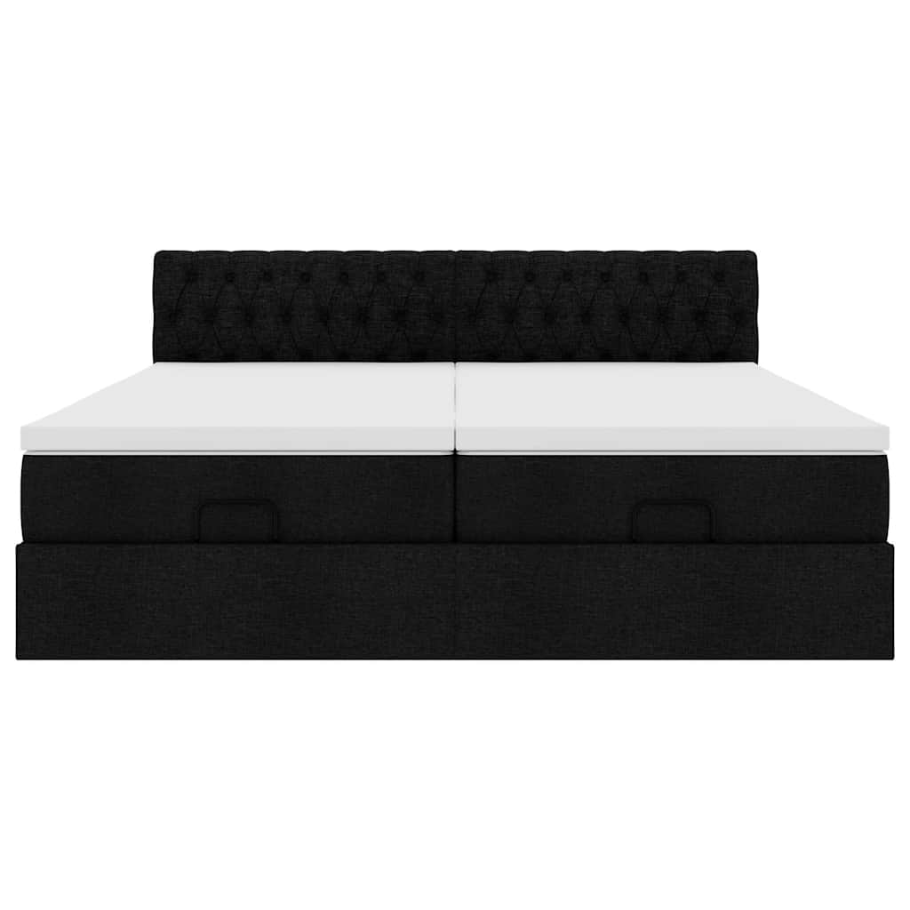 Cadre de lit ottoman avec matelas noir 160x200 cm tissu Lits & cadres de lit vidaXL