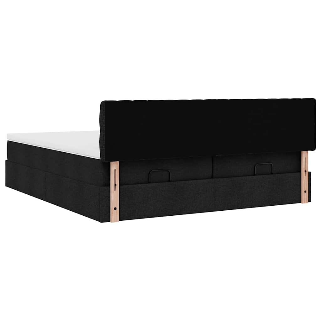 Cadre de lit ottoman avec matelas noir 160x200 cm tissu Lits & cadres de lit vidaXL