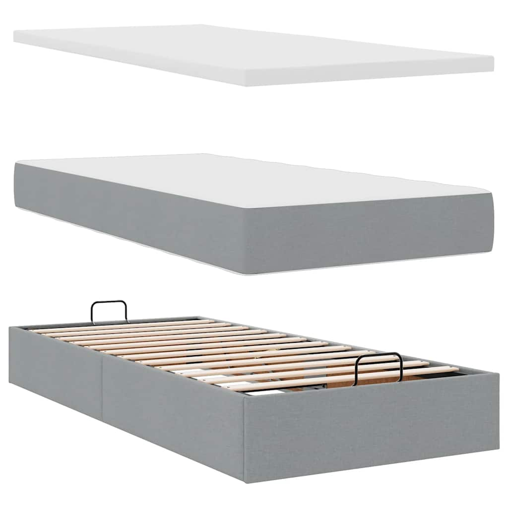 Cadre de lit ottoman et matelas gris clair 180x200cm tissu Lits & cadres de lit vidaXL