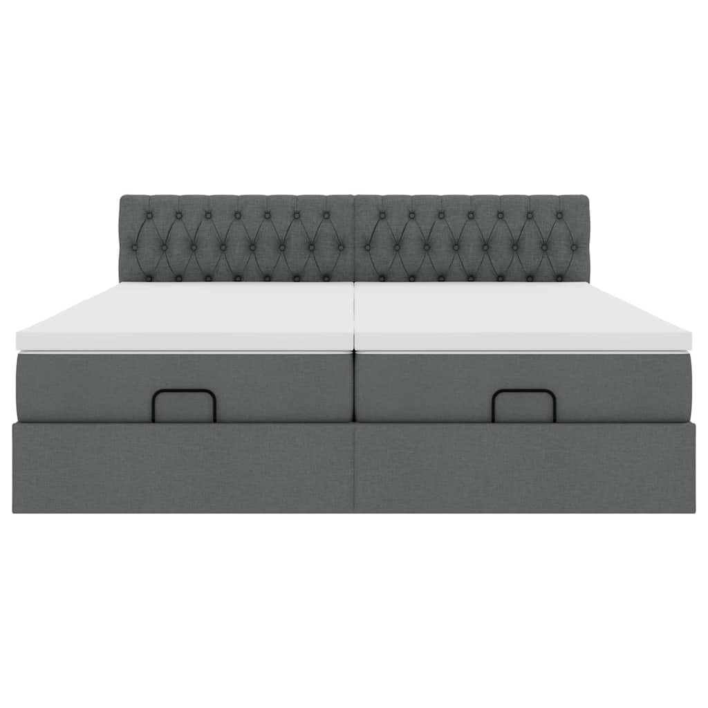 Cadre de lit ottoman avec matelas gris foncé 180x200cm tissu Lits & cadres de lit vidaXL