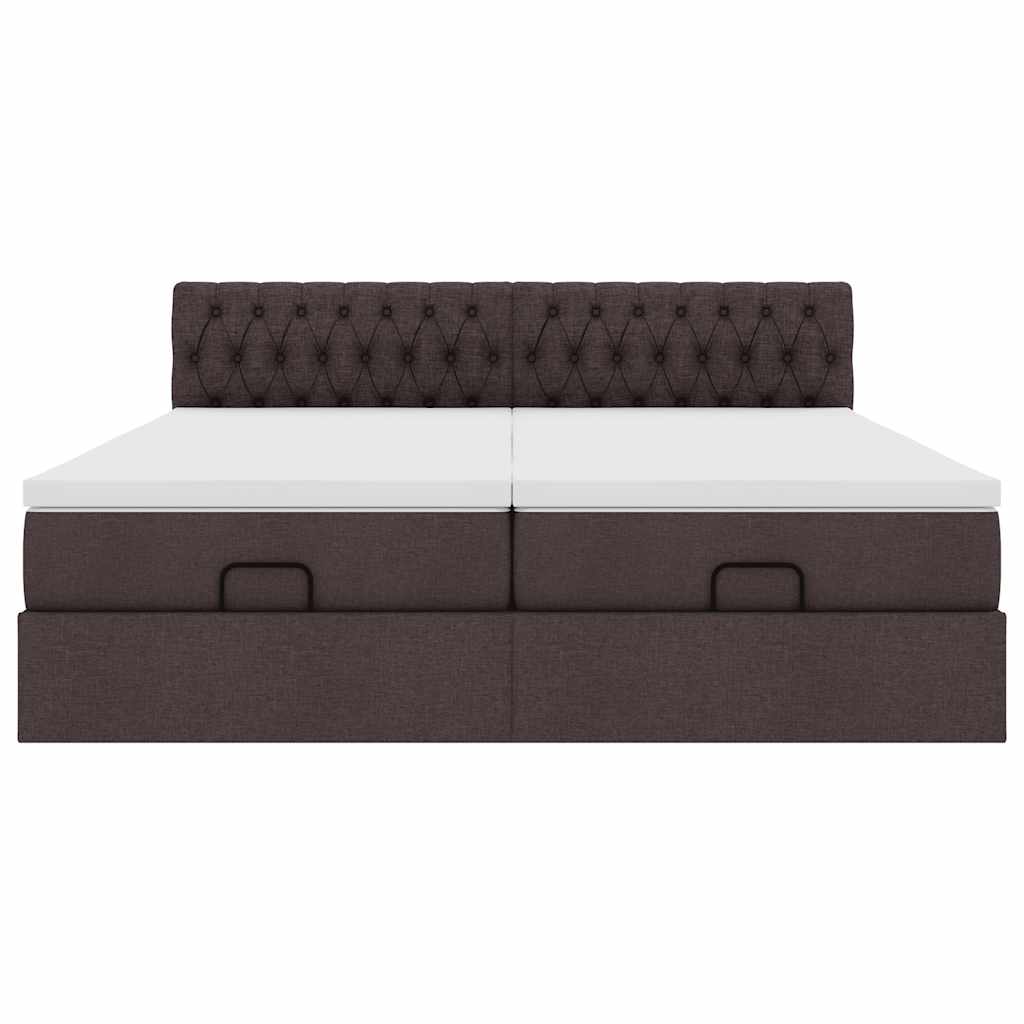 Cadre de lit ottoman avec matelas marron foncé 180x200 cm tissu Lits & cadres de lit vidaXL