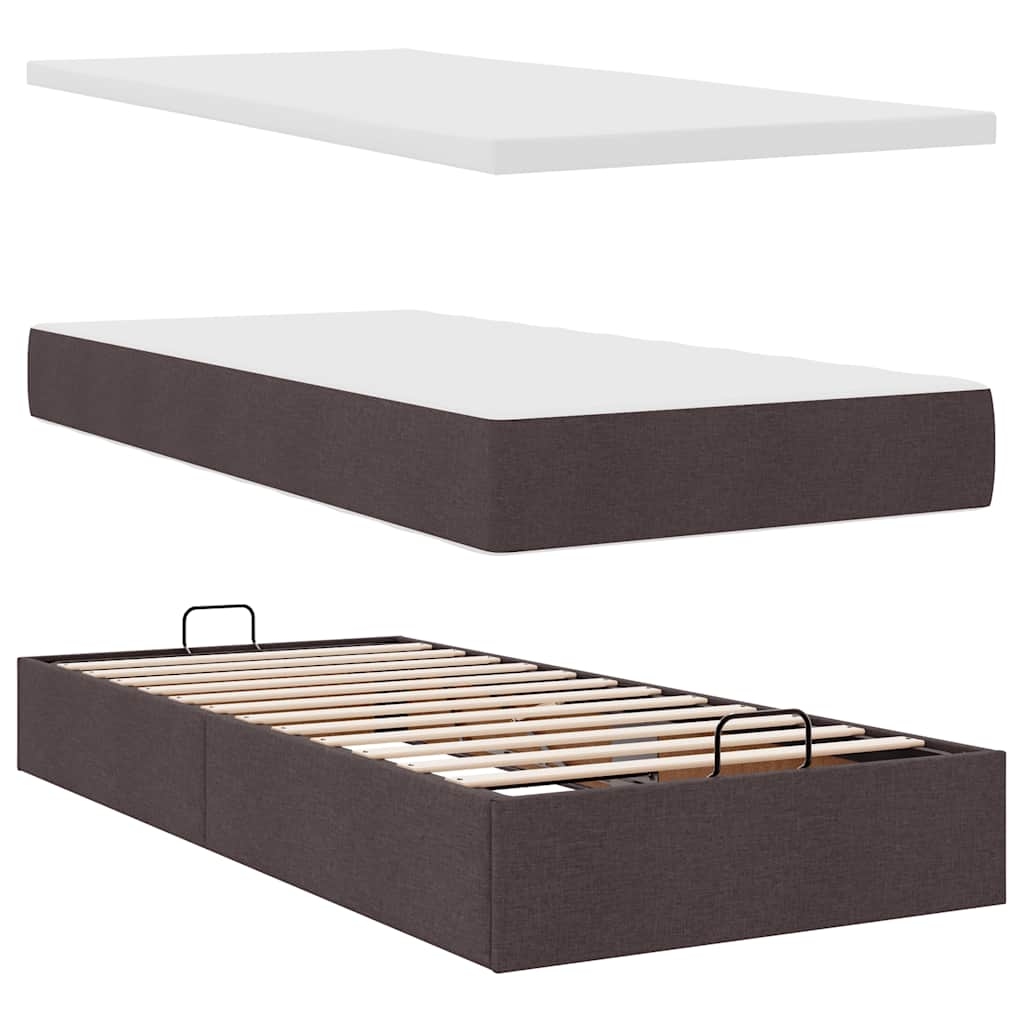 Cadre de lit ottoman avec matelas marron foncé 180x200 cm tissu Lits & cadres de lit vidaXL