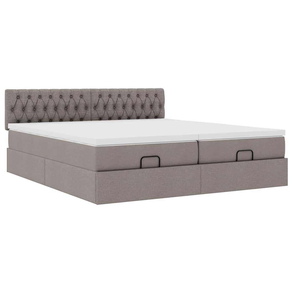 Cadre de lit ottoman avec matelas taupe 180x200 cm tissu Lits & cadres de lit vidaXL