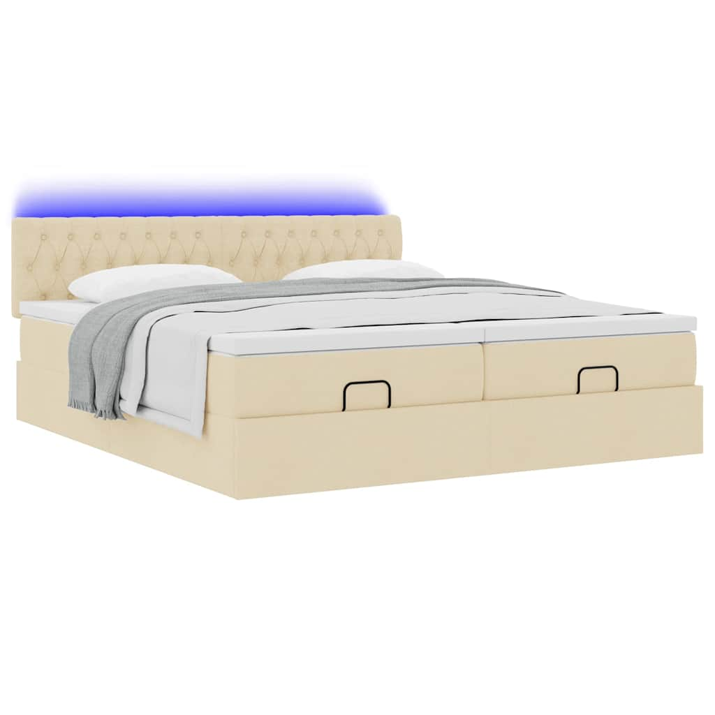 Cadre de lit ottoman avec matelas crème 180x200 cm tissu Lits & cadres de lit vidaXL