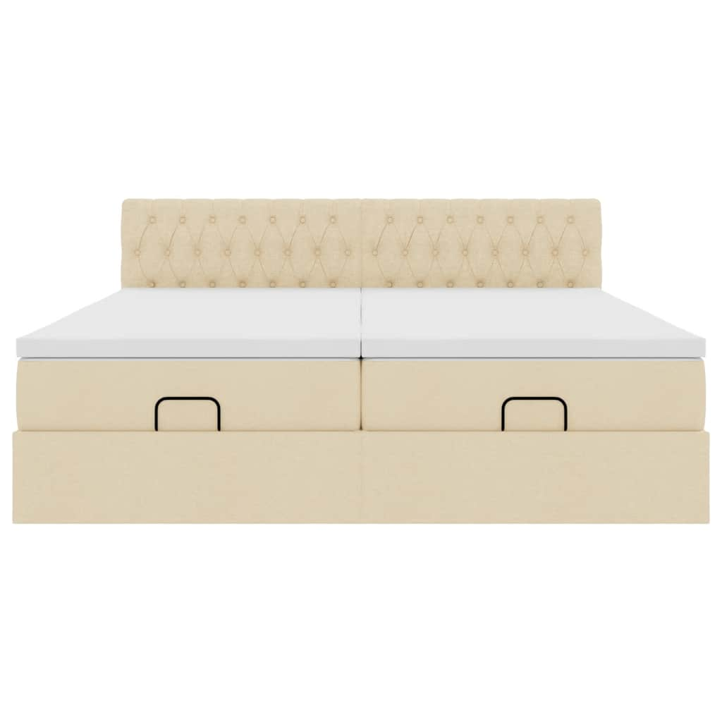 Cadre de lit ottoman avec matelas crème 180x200 cm tissu Lits & cadres de lit vidaXL