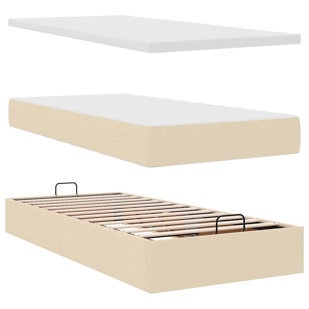 Cadre de lit ottoman avec matelas crème 180x200 cm tissu Lits & cadres de lit vidaXL