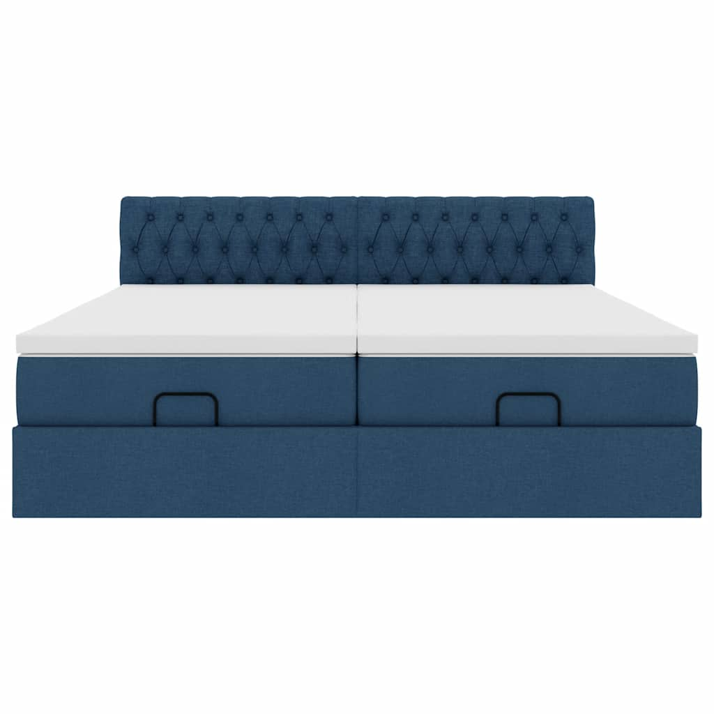 Cadre de lit ottoman avec matelas bleu 180x200 cm tissu Lits & cadres de lit vidaXL