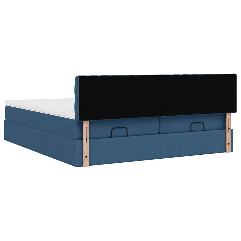 Cadre de lit ottoman avec matelas bleu 180x200 cm tissu Lits & cadres de lit vidaXL