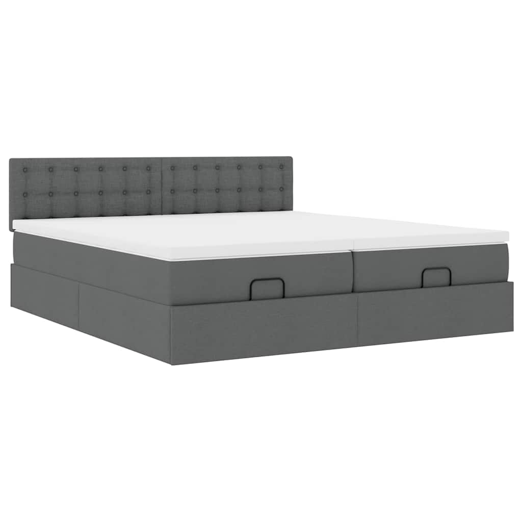 Cadre de lit ottoman avec matelas gris foncé 160x200cm tissu Lits & cadres de lit vidaXL